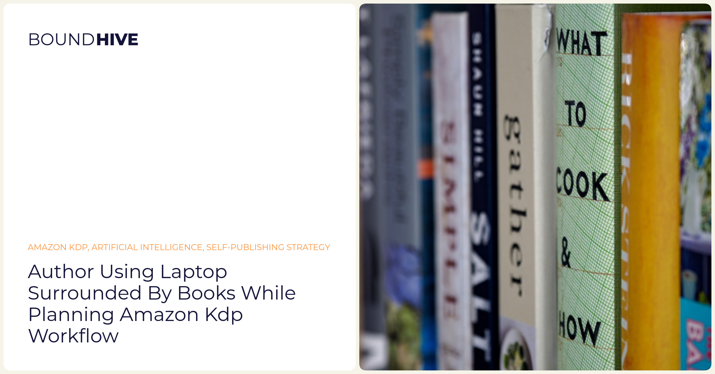 Author using laptop surrounded by books while planning Amazon KDP workflow