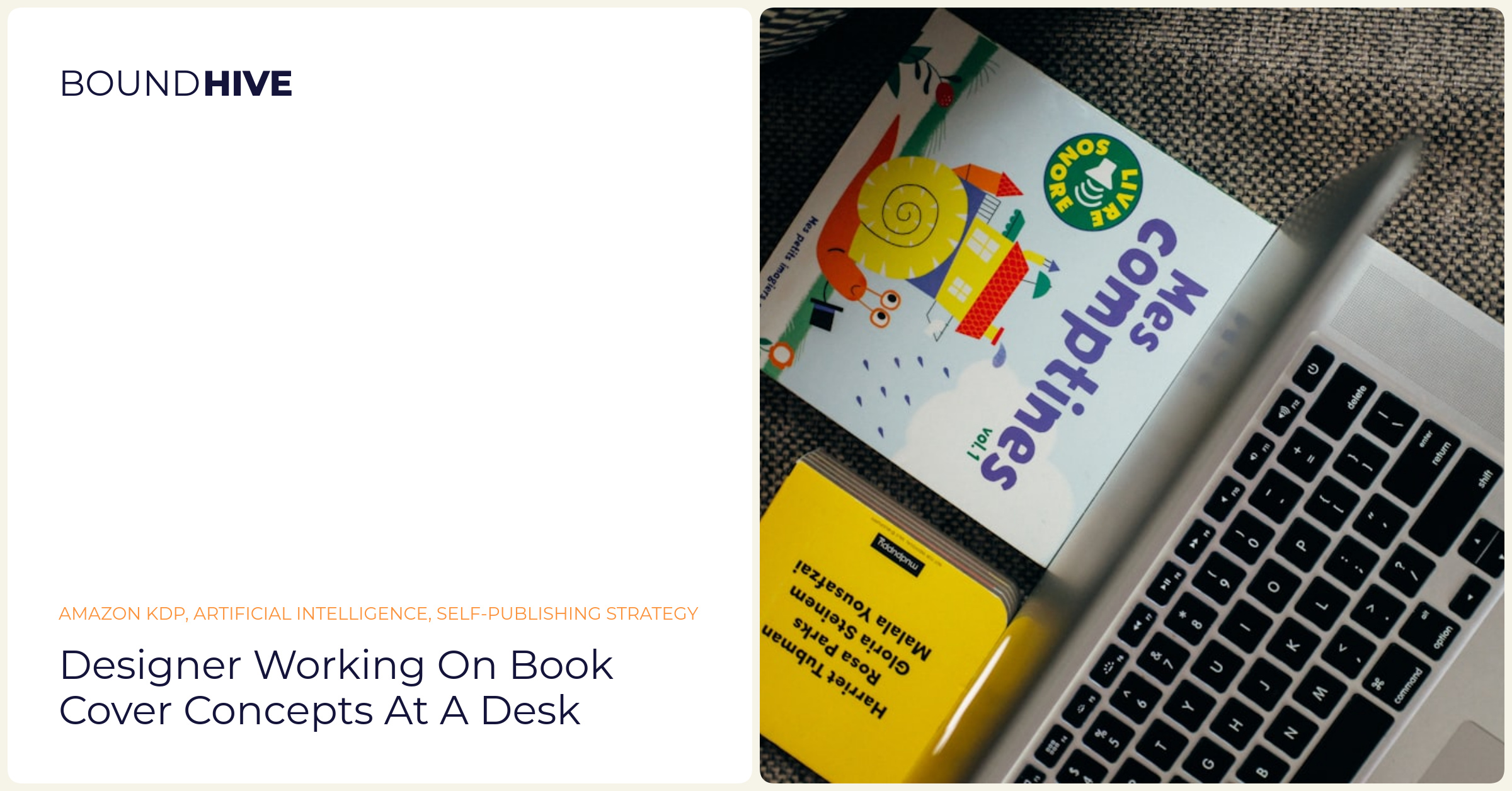 Designer working on book cover concepts at a desk