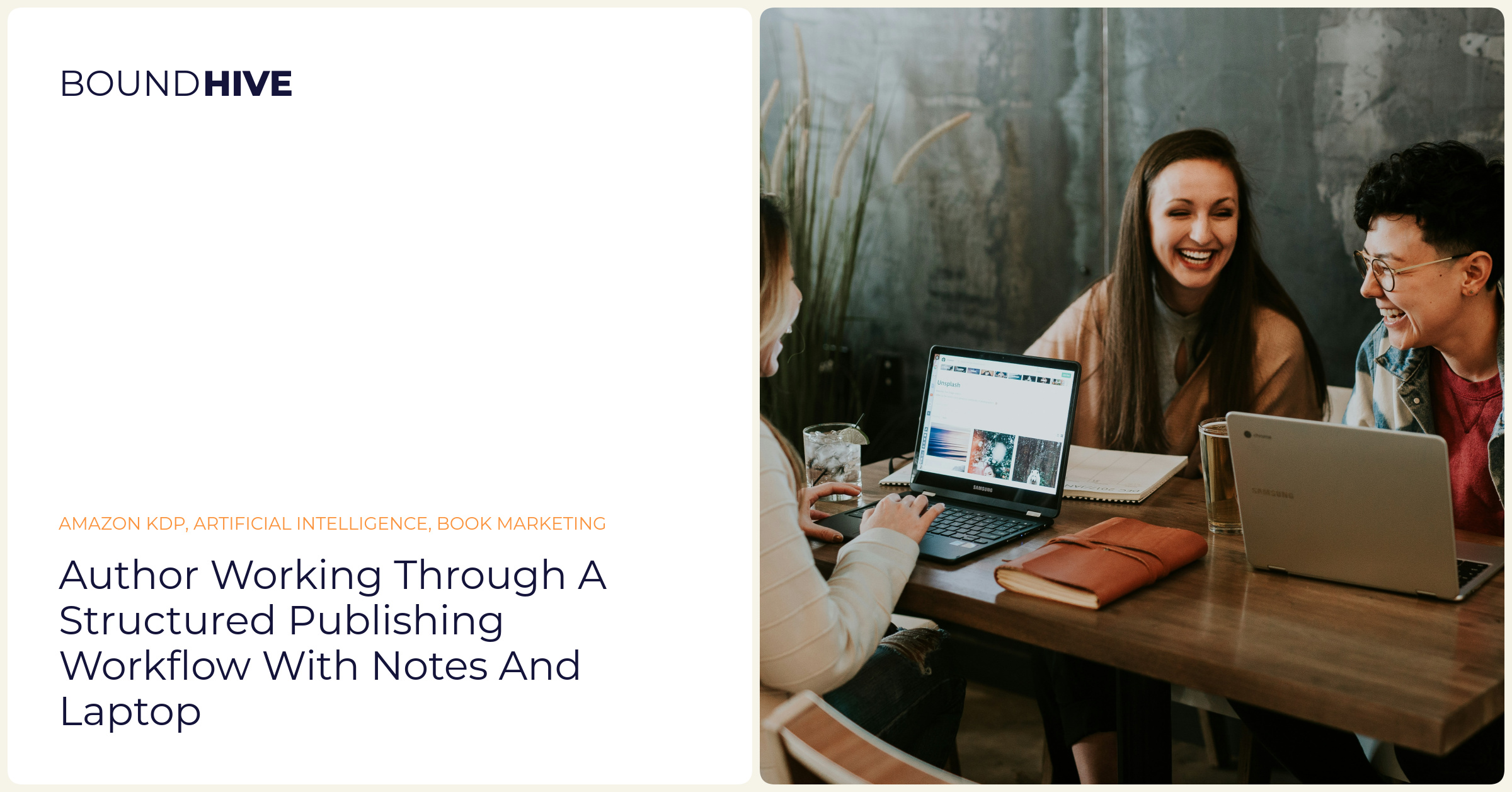 Author working through a structured publishing workflow with notes and laptop