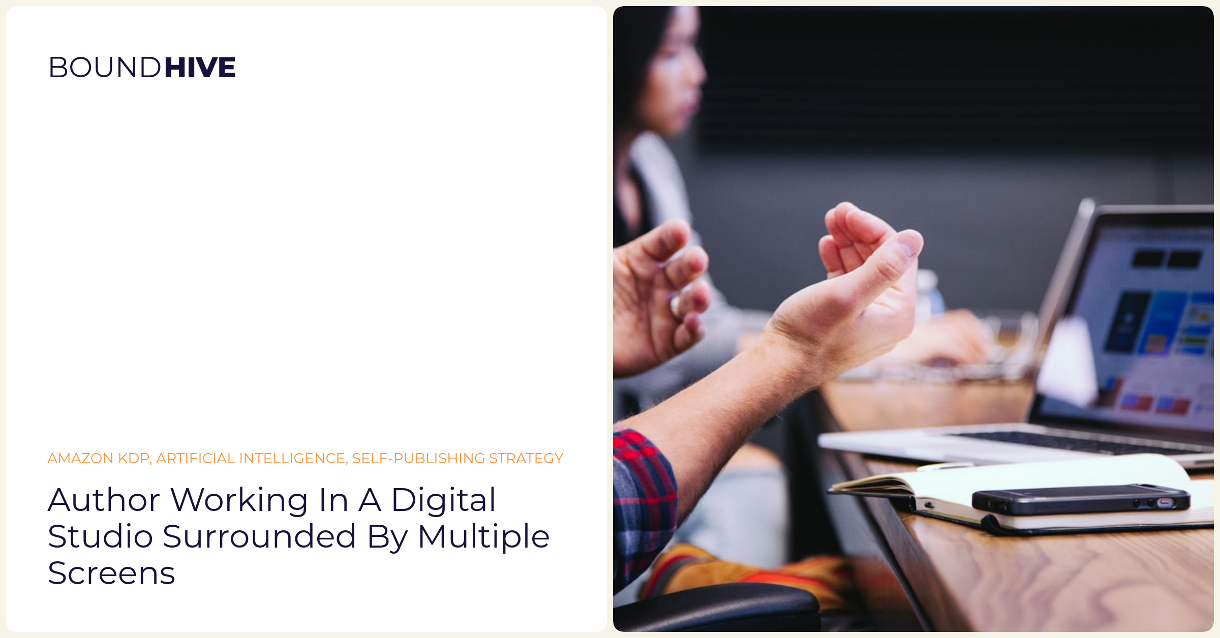 Author working in a digital studio surrounded by multiple screens