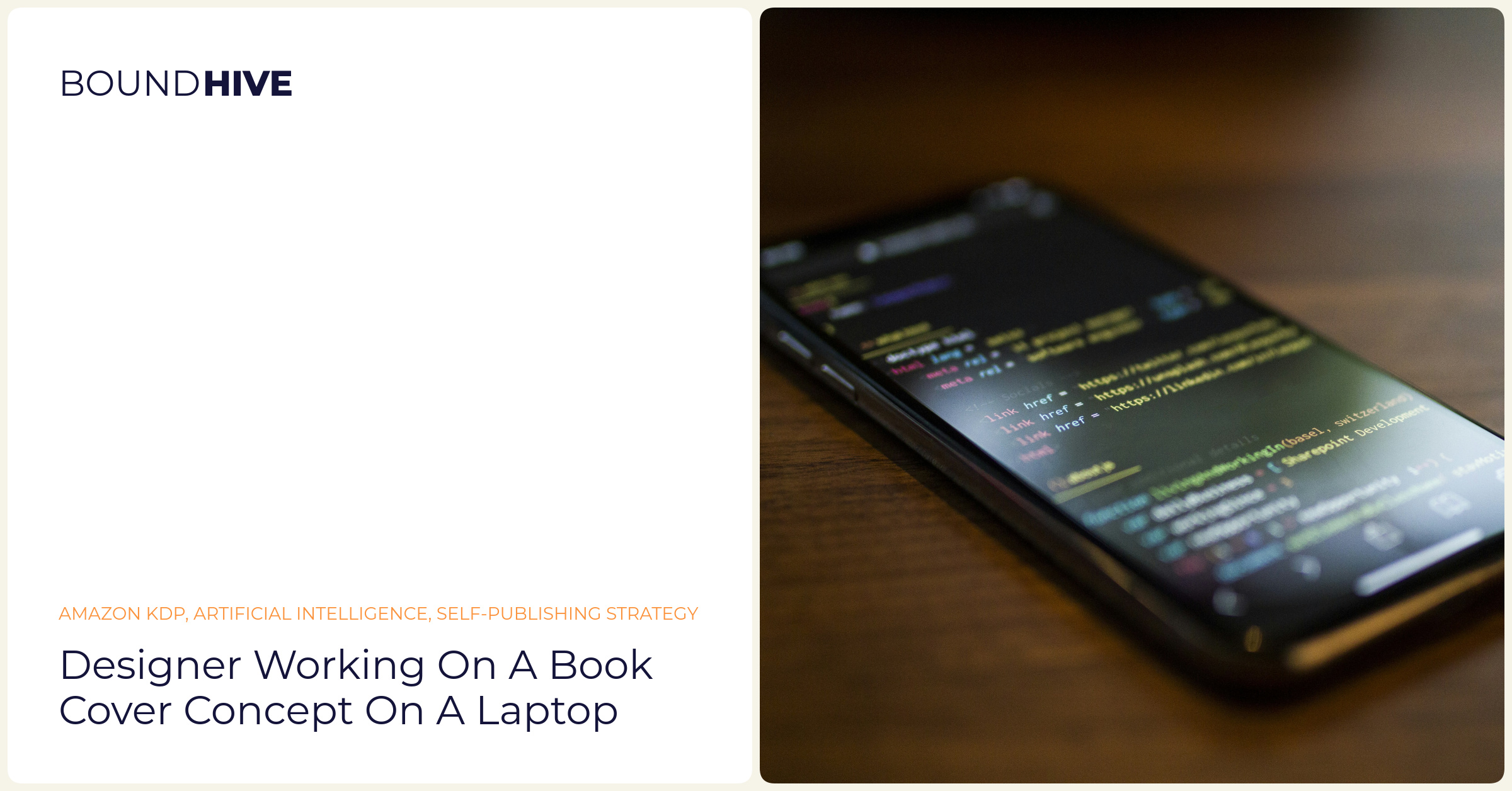 Designer working on a book cover concept on a laptop