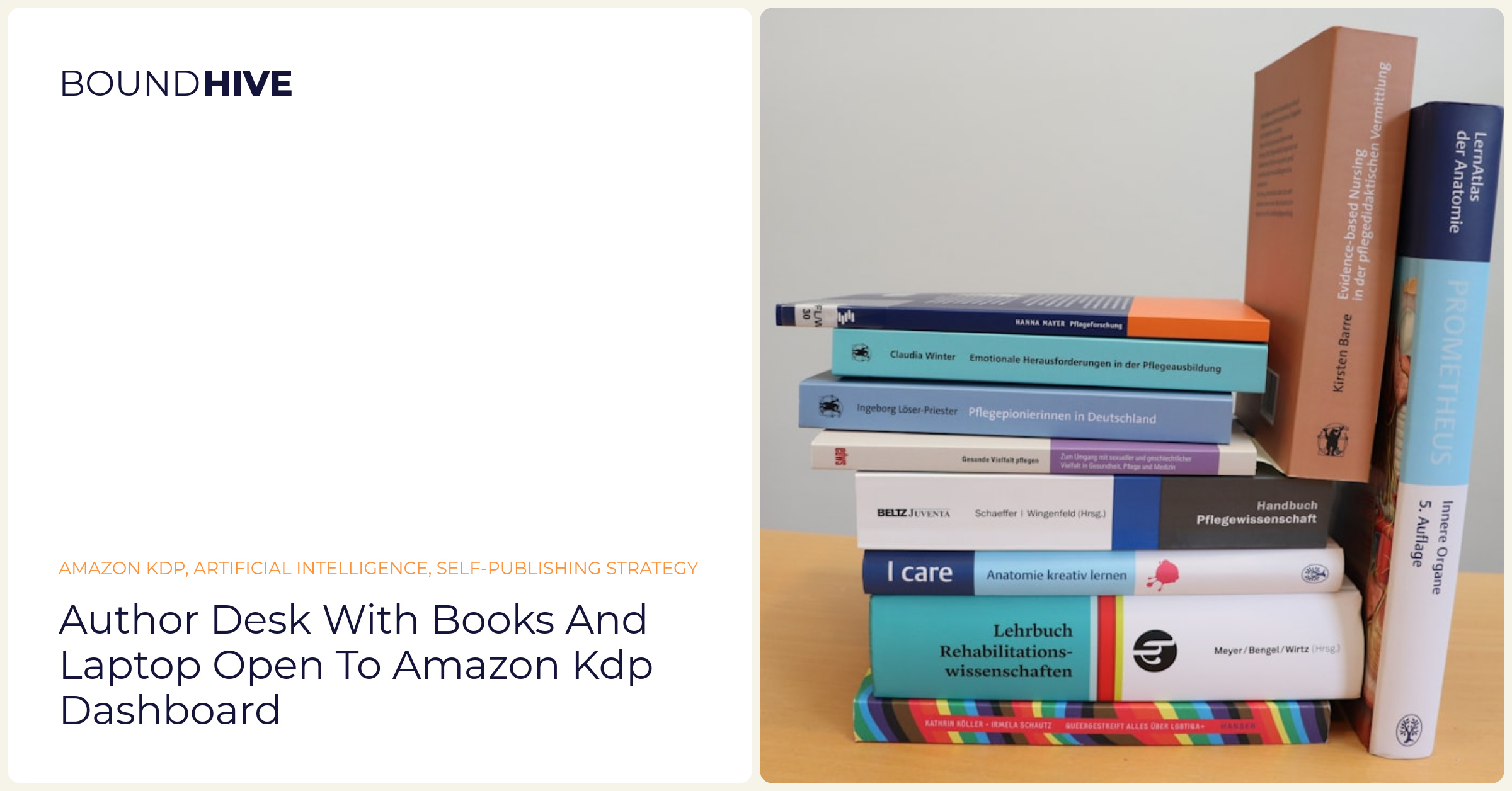 Author desk with books and laptop open to Amazon KDP dashboard