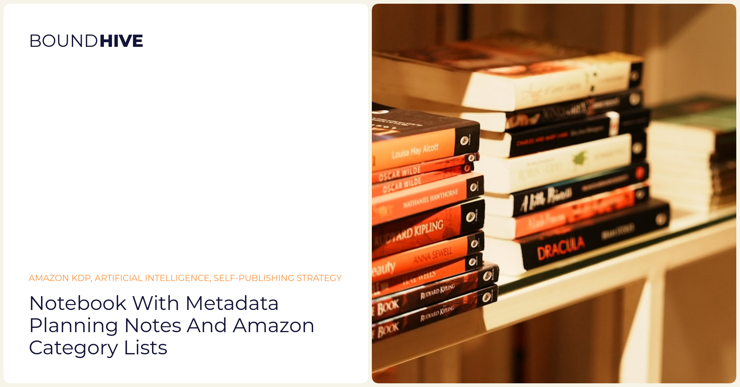 Notebook with metadata planning notes and Amazon category lists