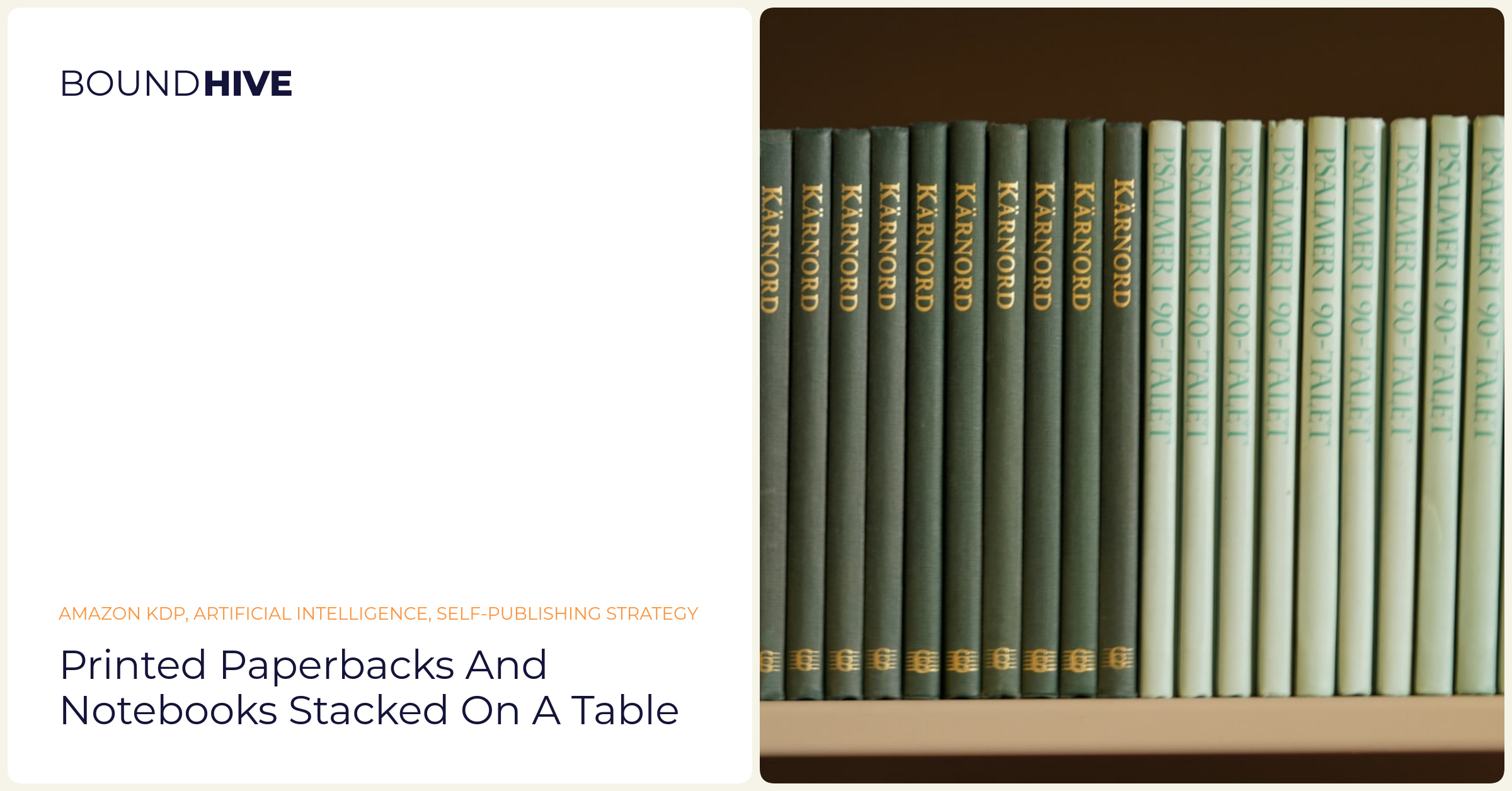 Printed paperbacks and notebooks stacked on a table