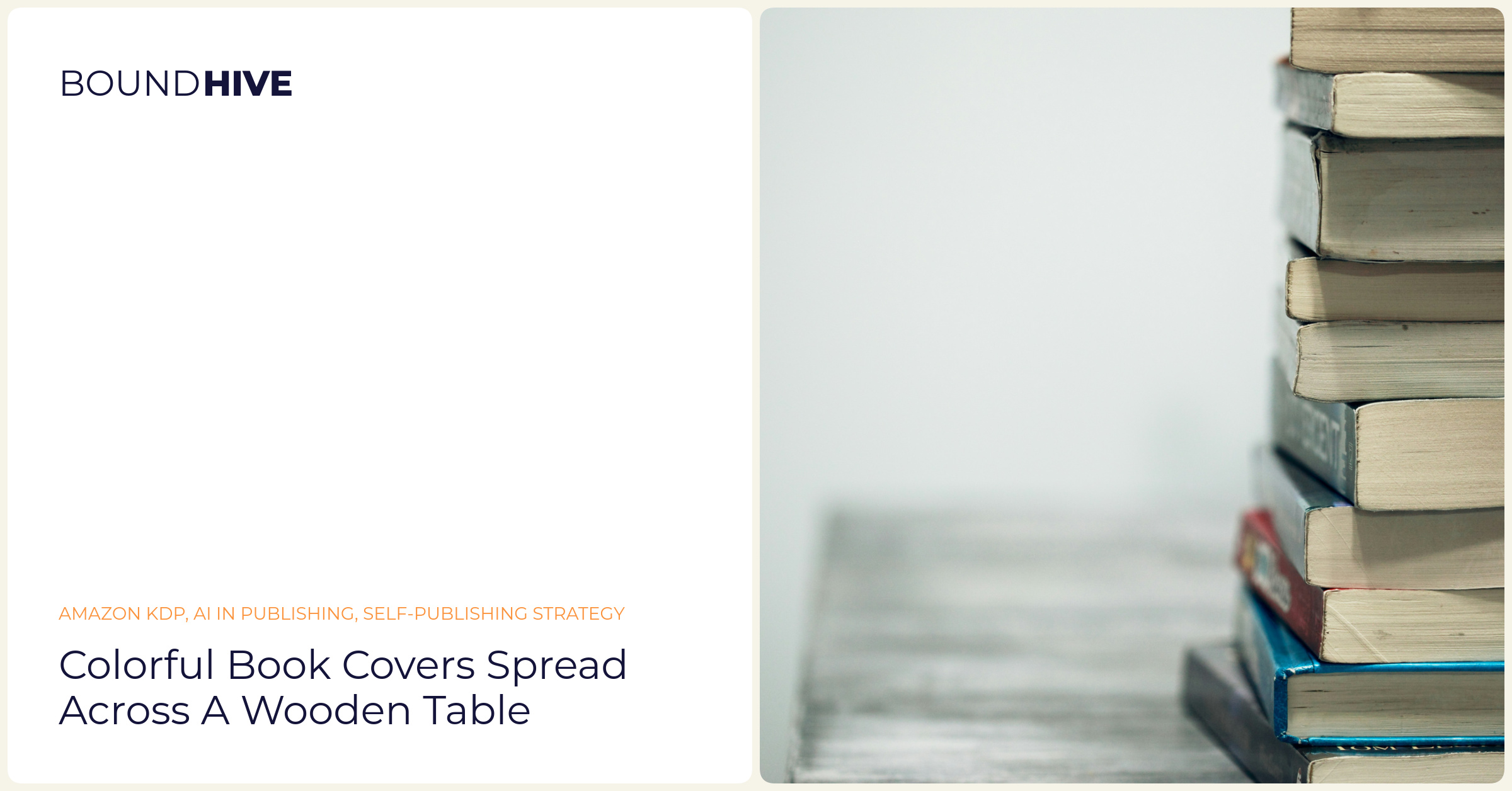 Colorful book covers spread across a wooden table