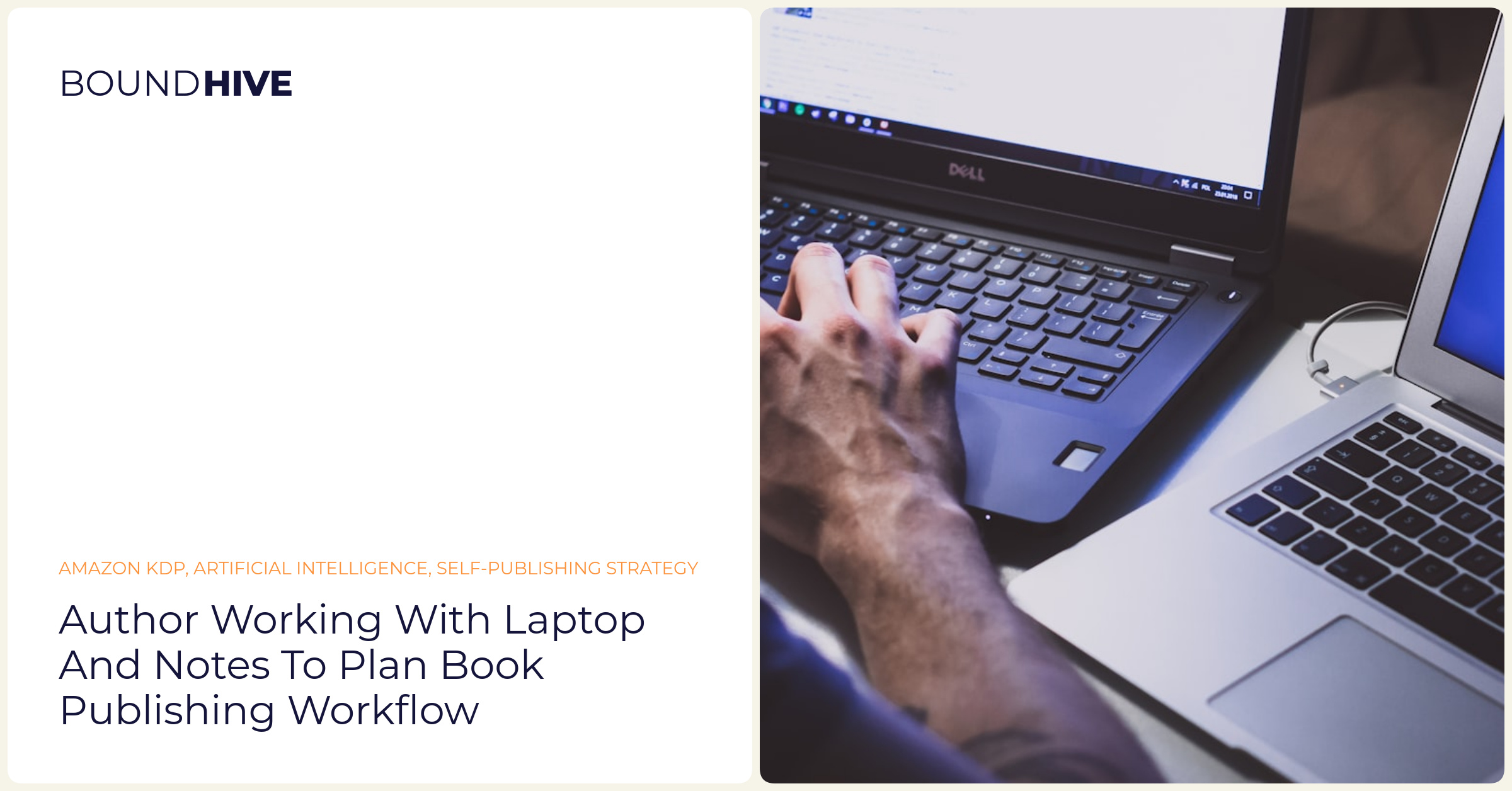 Author working with laptop and notes to plan book publishing workflow