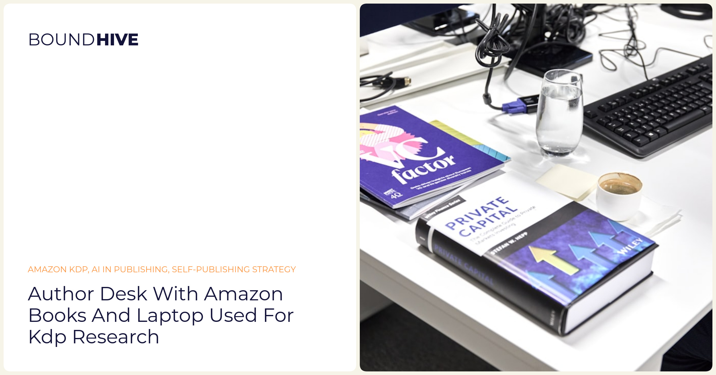 Author desk with Amazon books and laptop used for KDP research