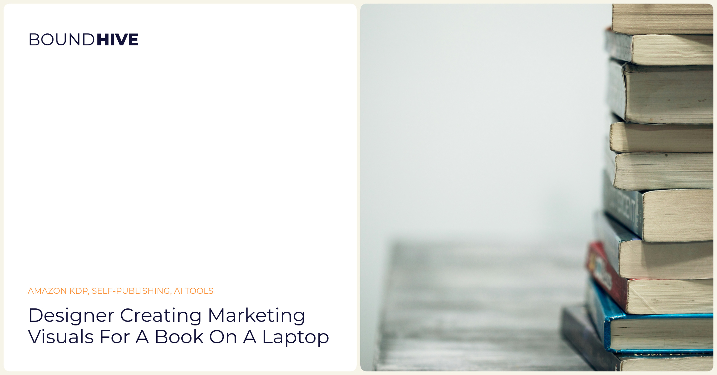 Designer creating marketing visuals for a book on a laptop