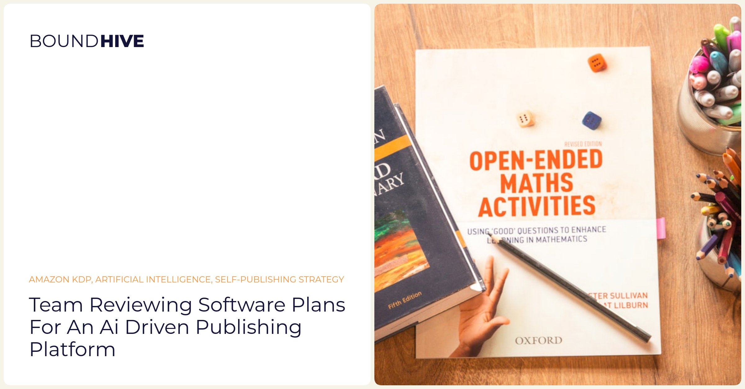 Team reviewing software plans for an AI driven publishing platform