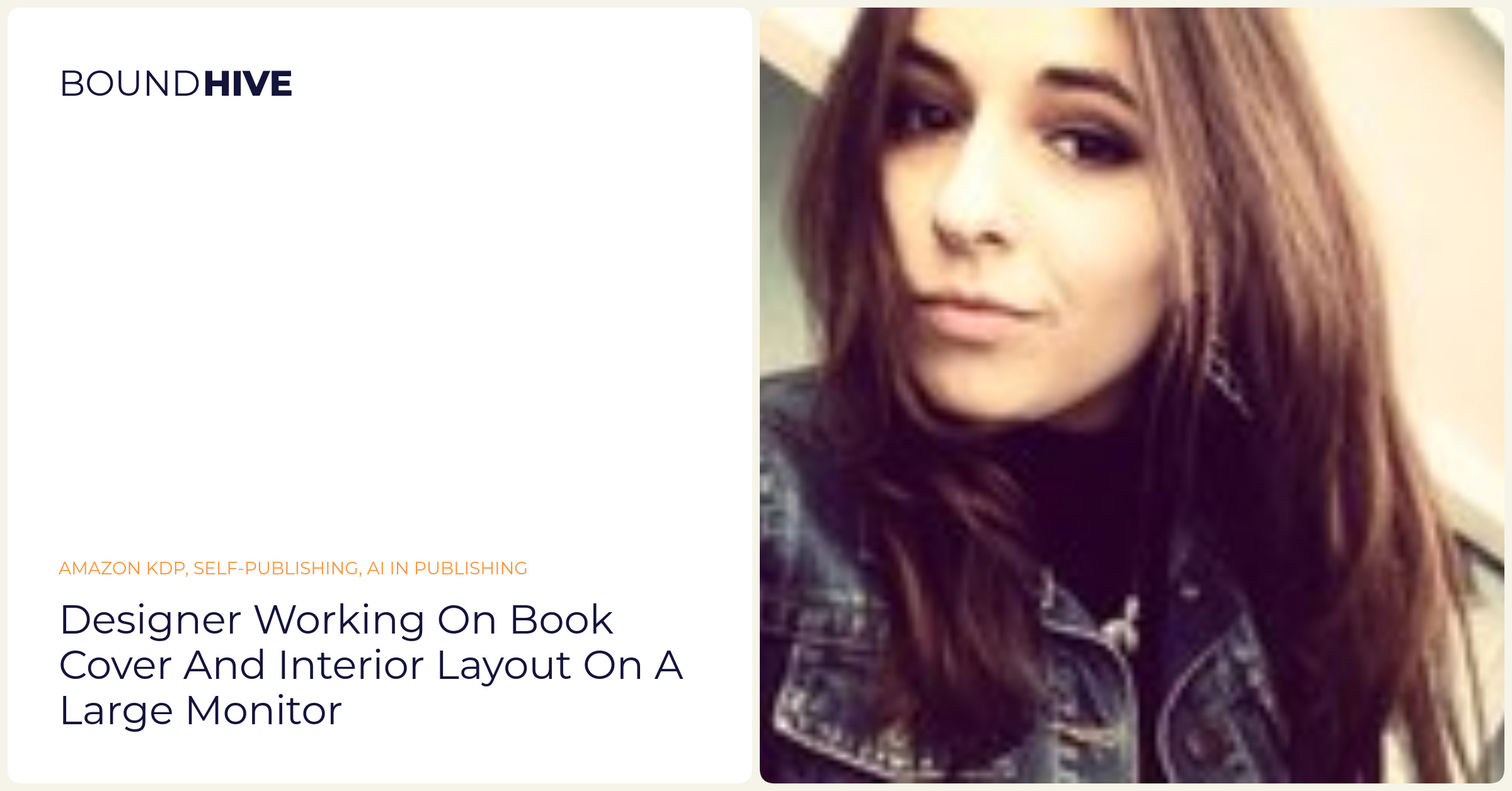 Designer working on book cover and interior layout on a large monitor