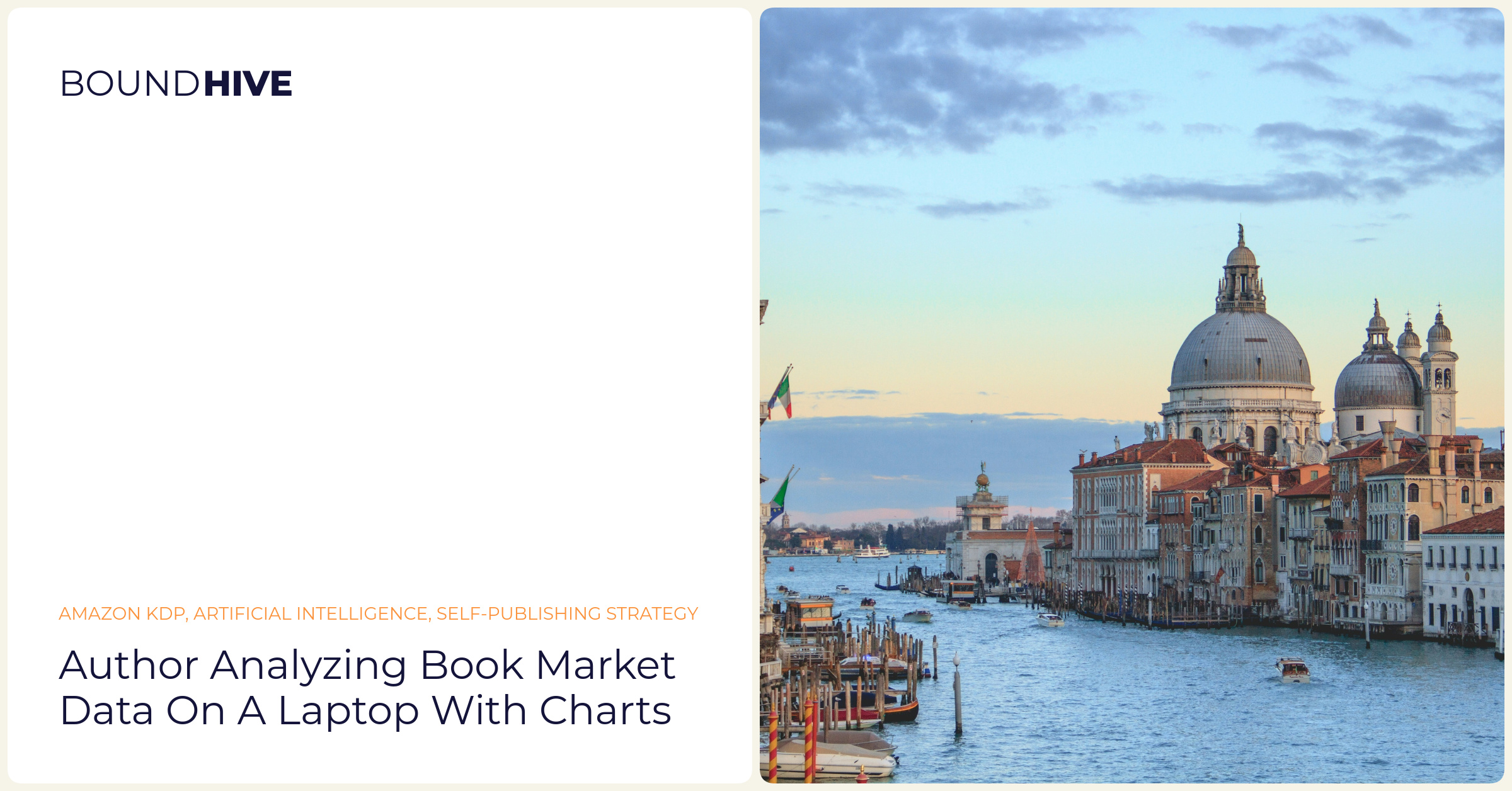 Author analyzing book market data on a laptop with charts