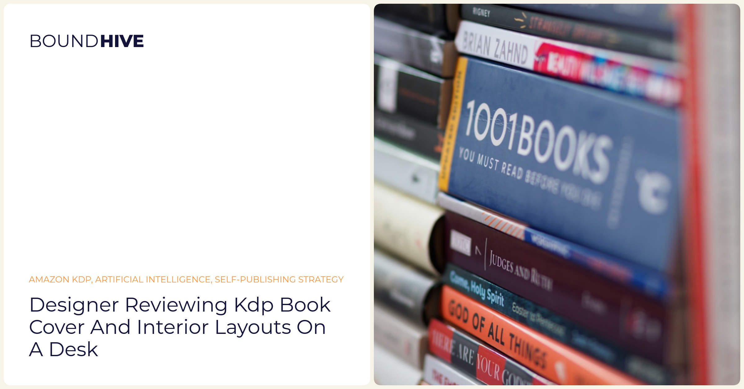 Designer reviewing KDP book cover and interior layouts on a desk