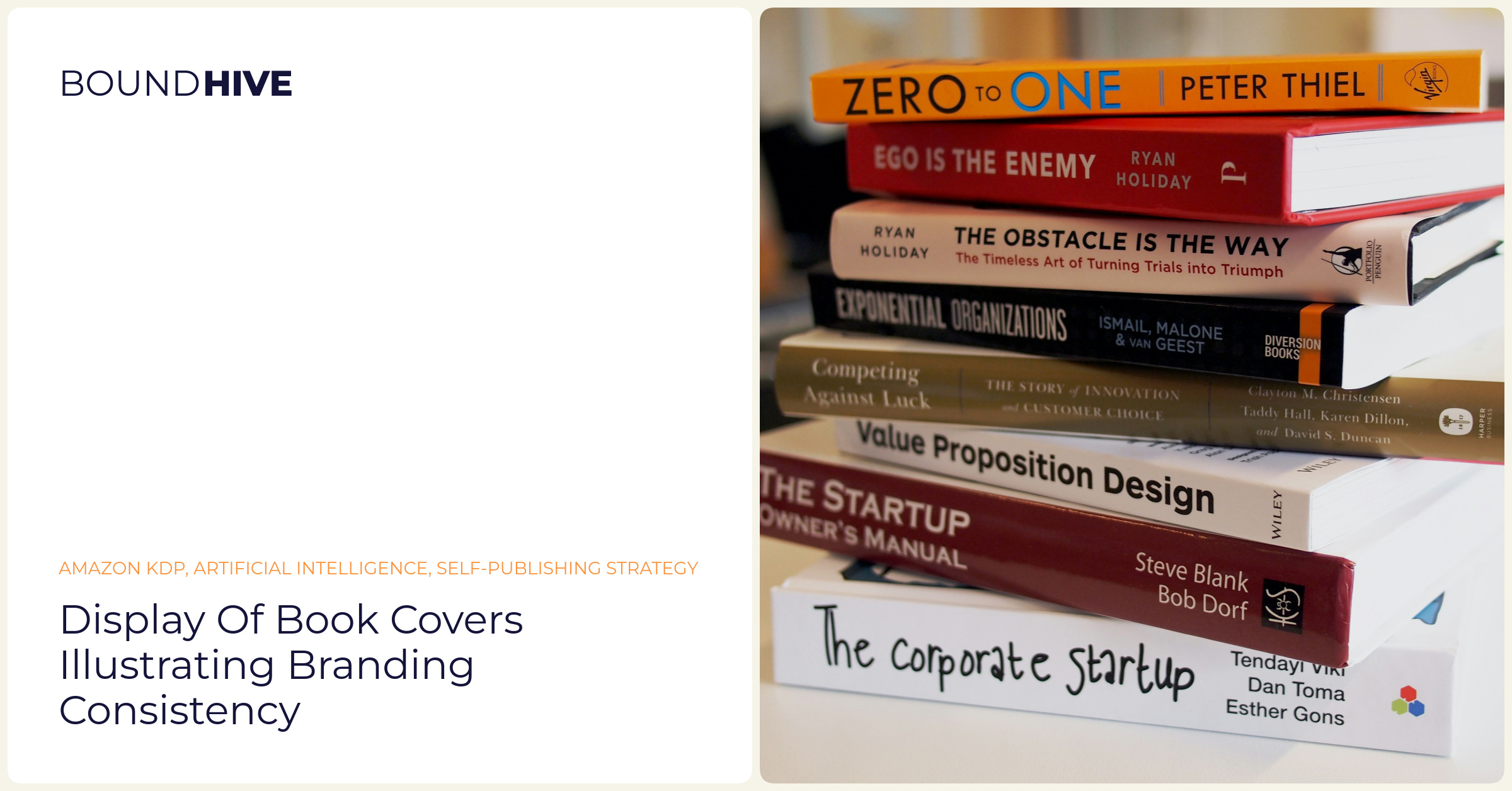 Display of book covers illustrating branding consistency