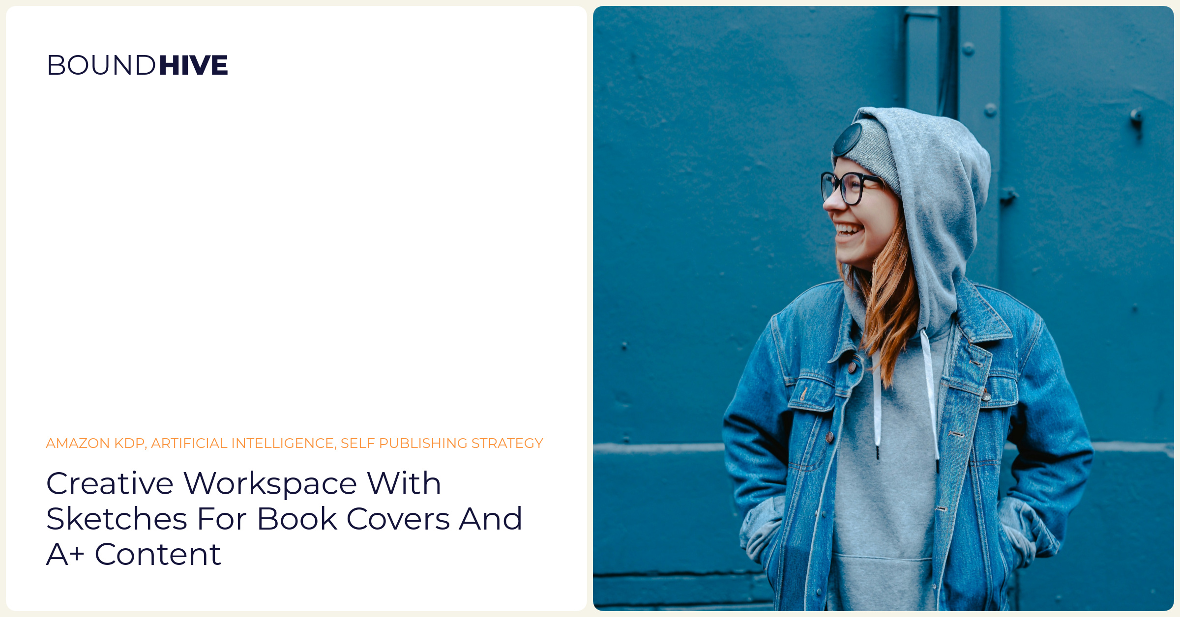 Creative workspace with sketches for book covers and A+ Content