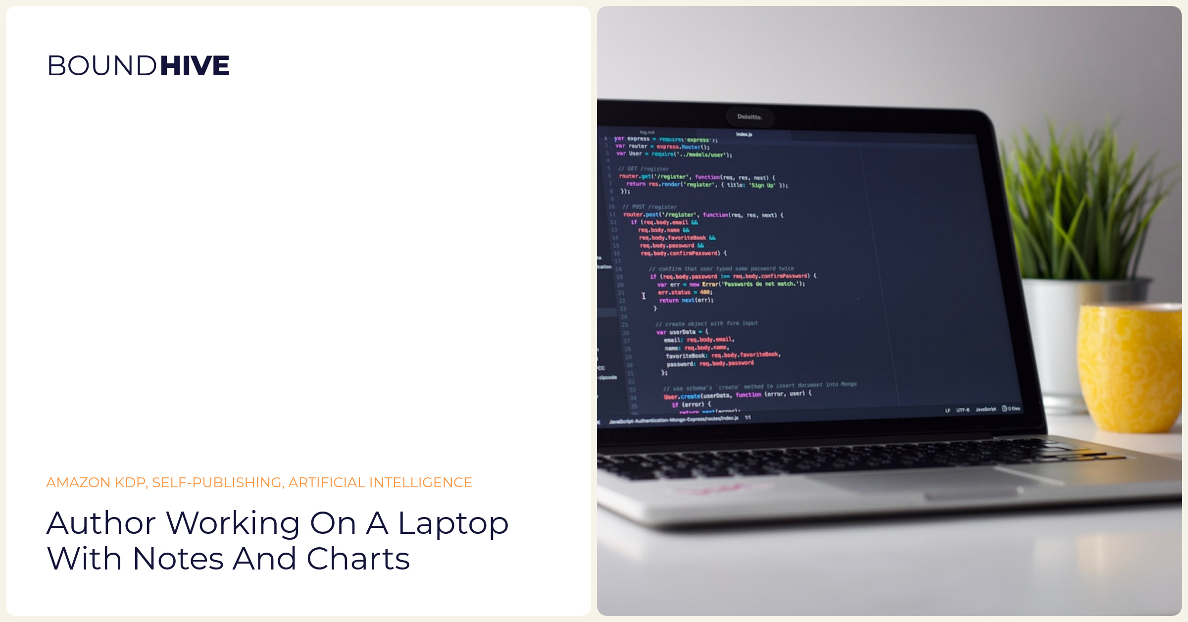 Author working on a laptop with notes and charts