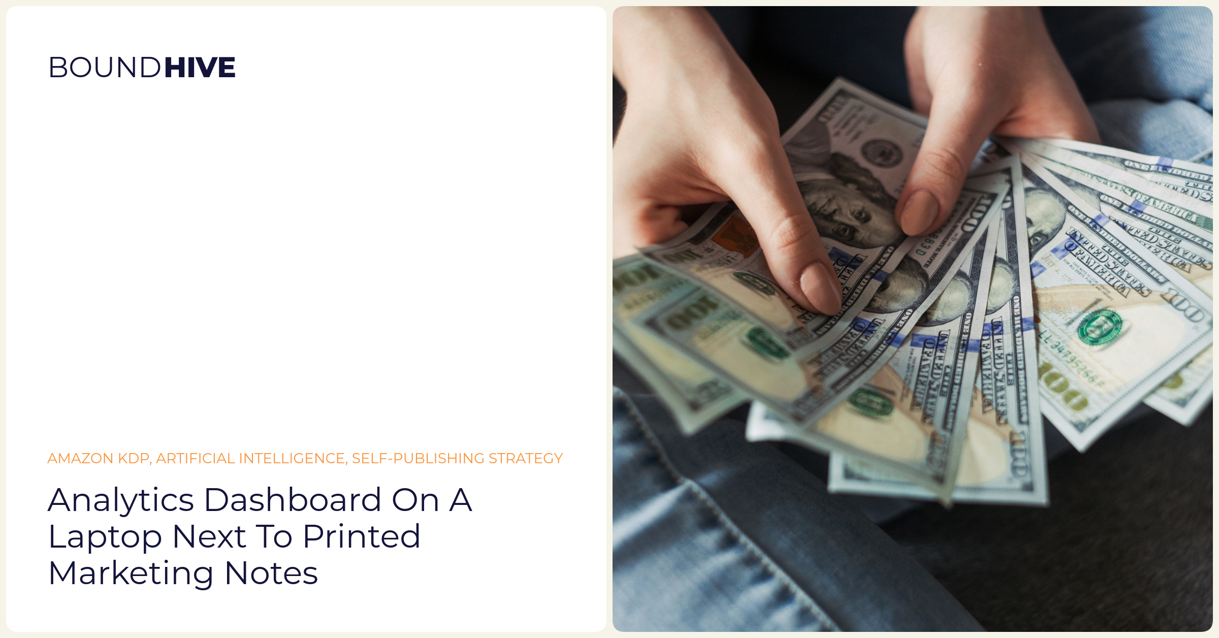 Analytics dashboard on a laptop next to printed marketing notes