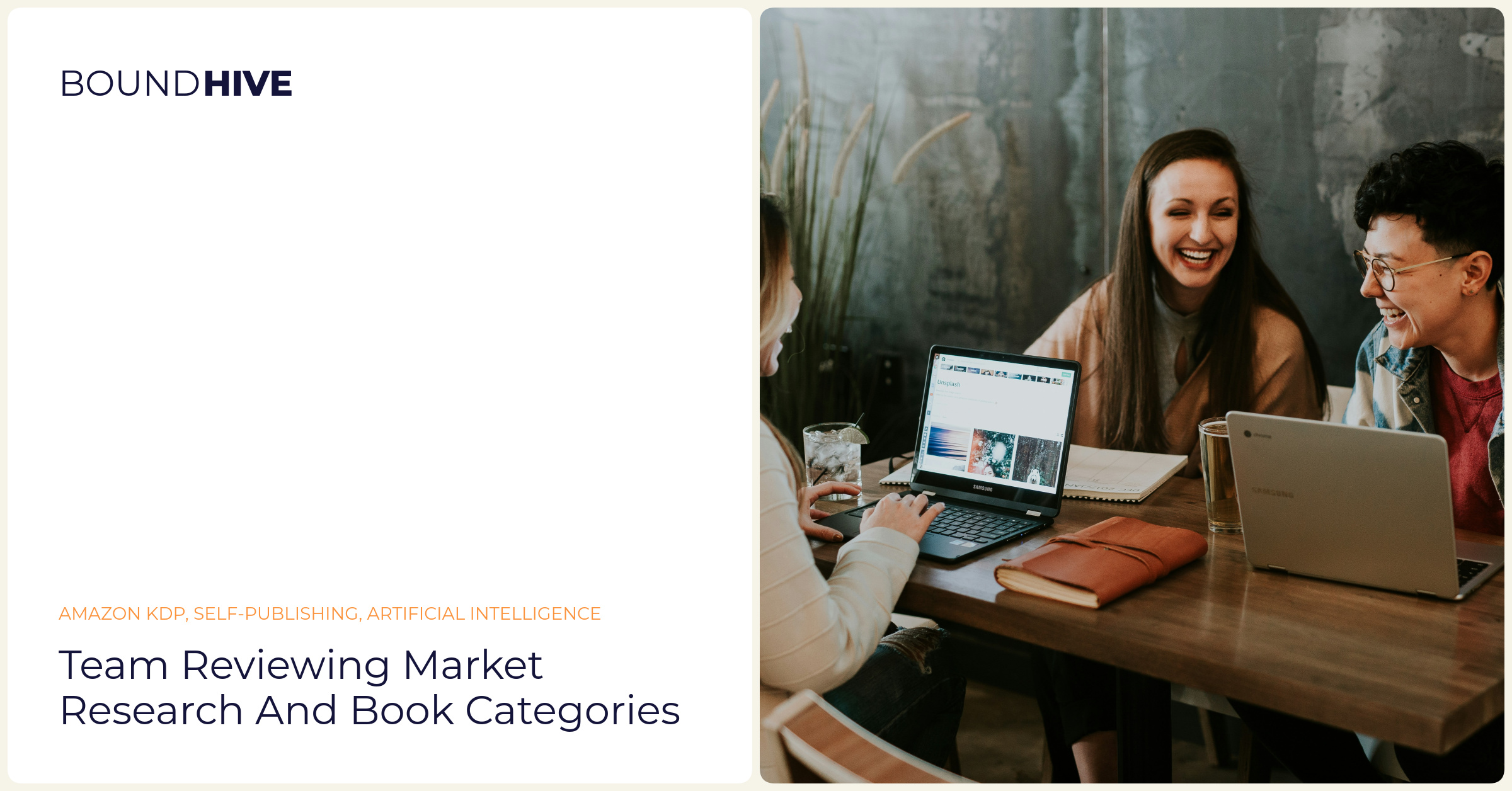 Team reviewing market research and book categories