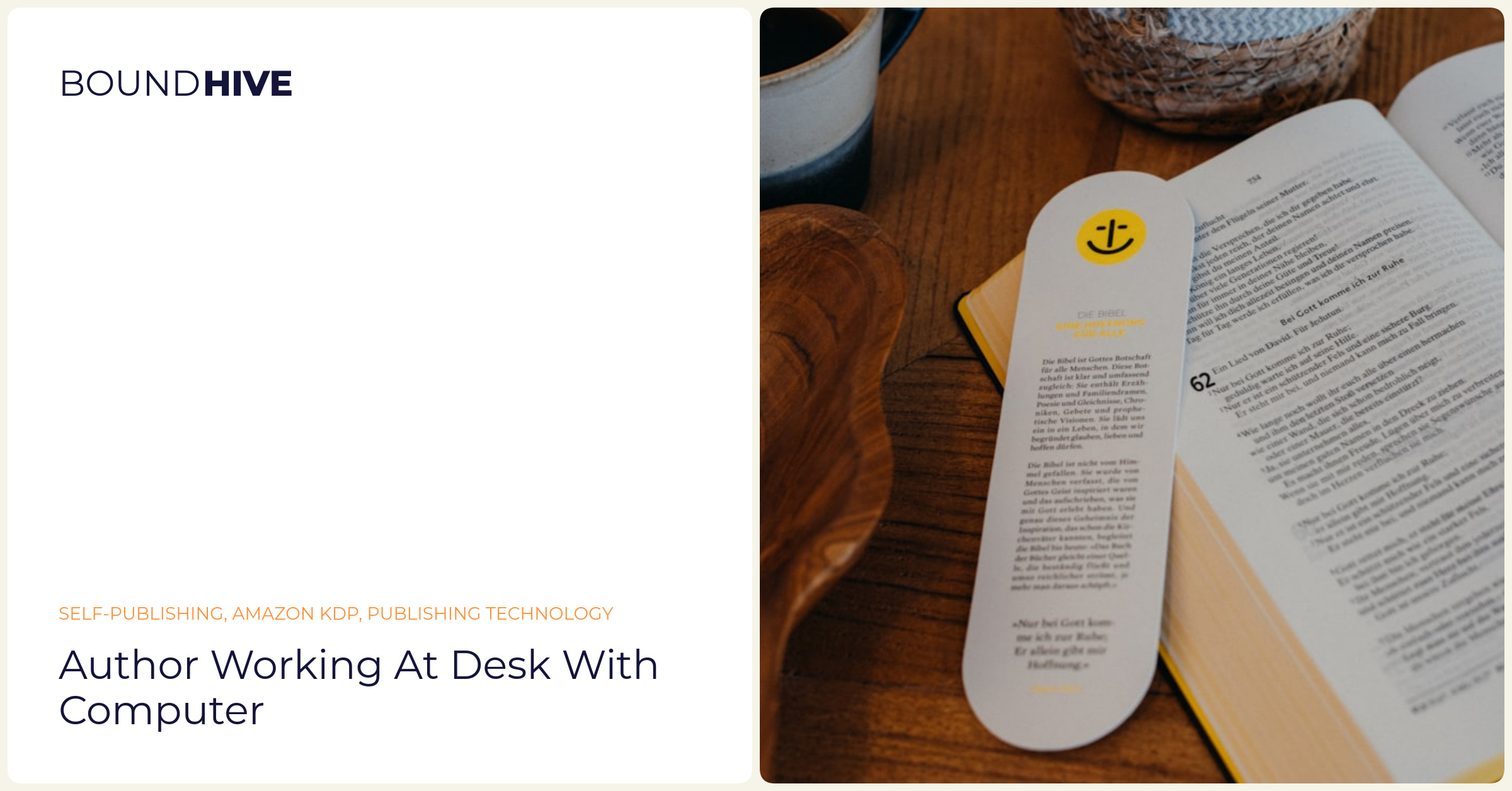 Author working at desk with computer