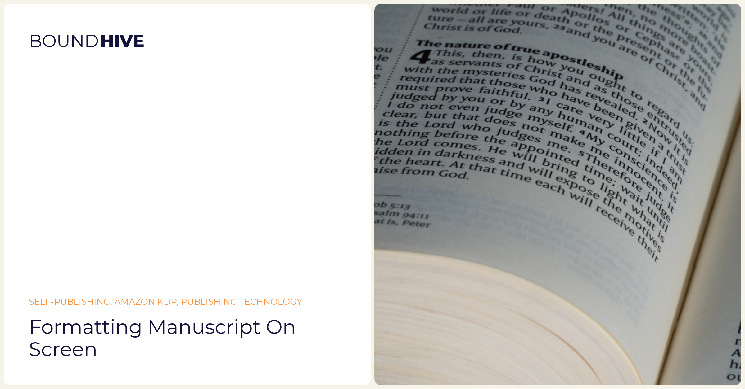 Formatting manuscript on screen