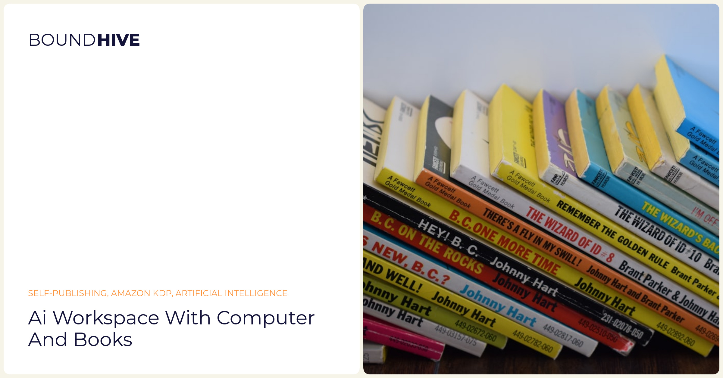 AI workspace with computer and books