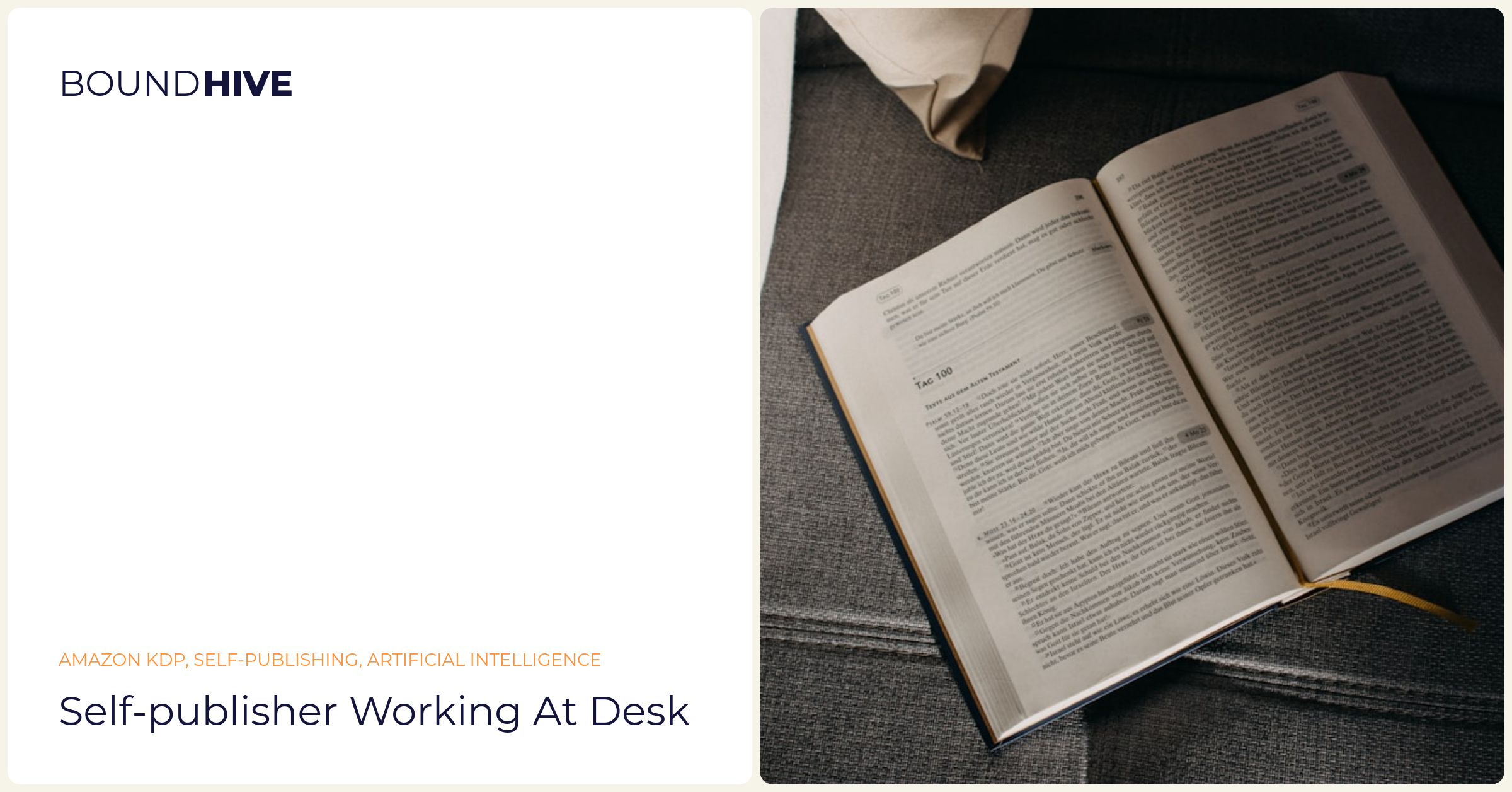 Self-publisher utilizing AI workflow Self-publisher working at desk