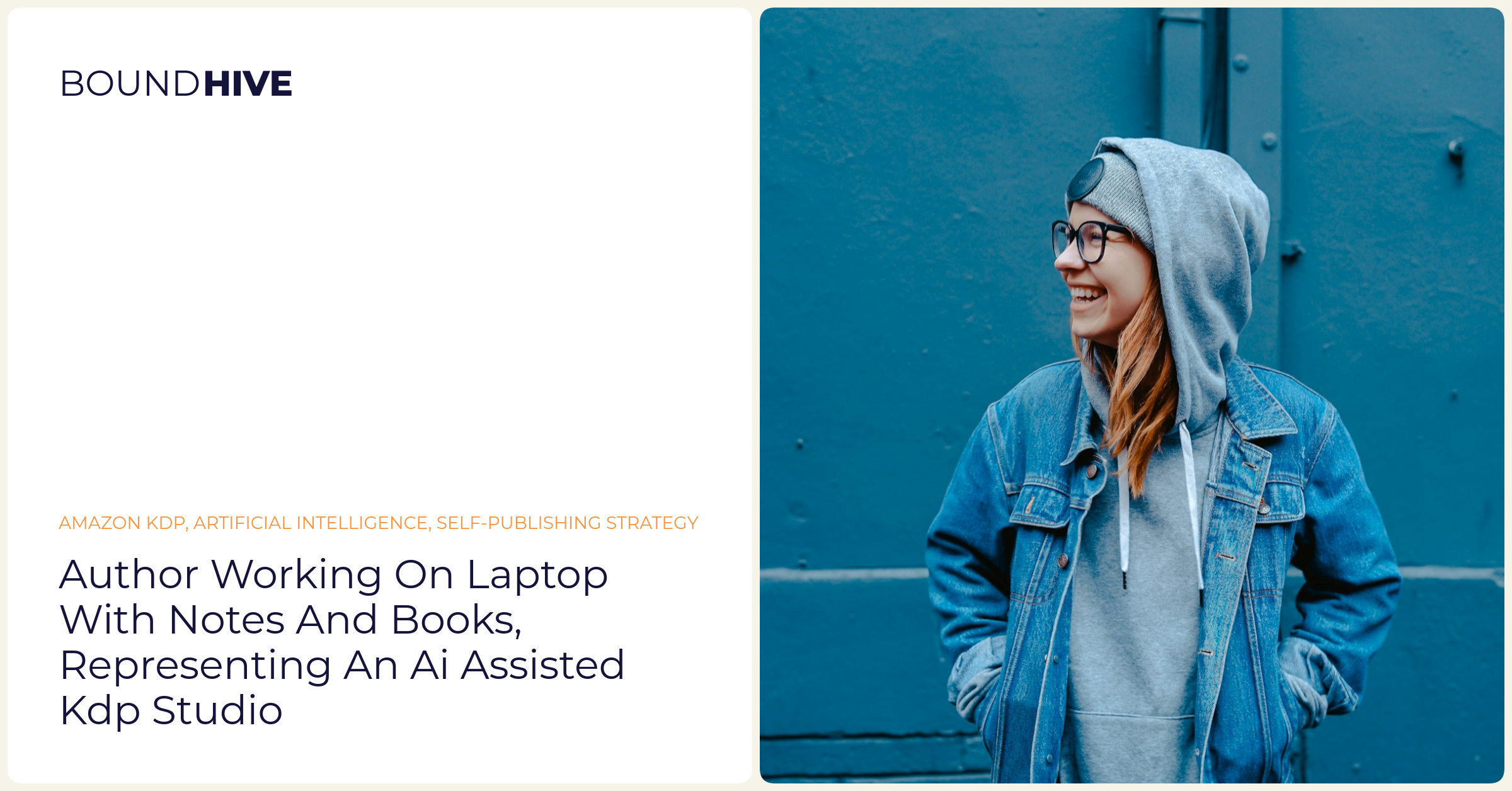 Author working on laptop with notes and books, representing an AI assisted KDP studio