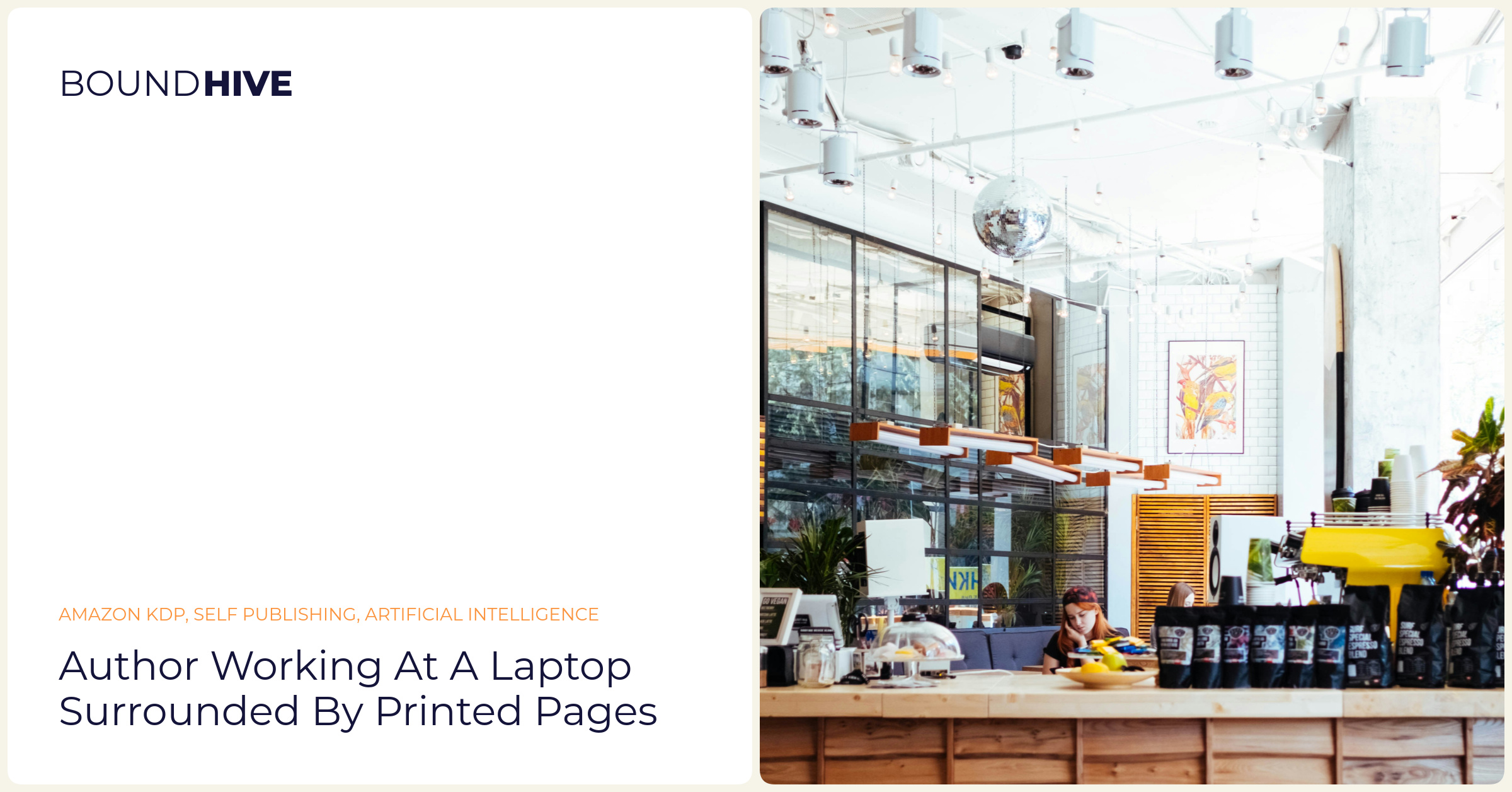 Author working at a laptop surrounded by printed pages