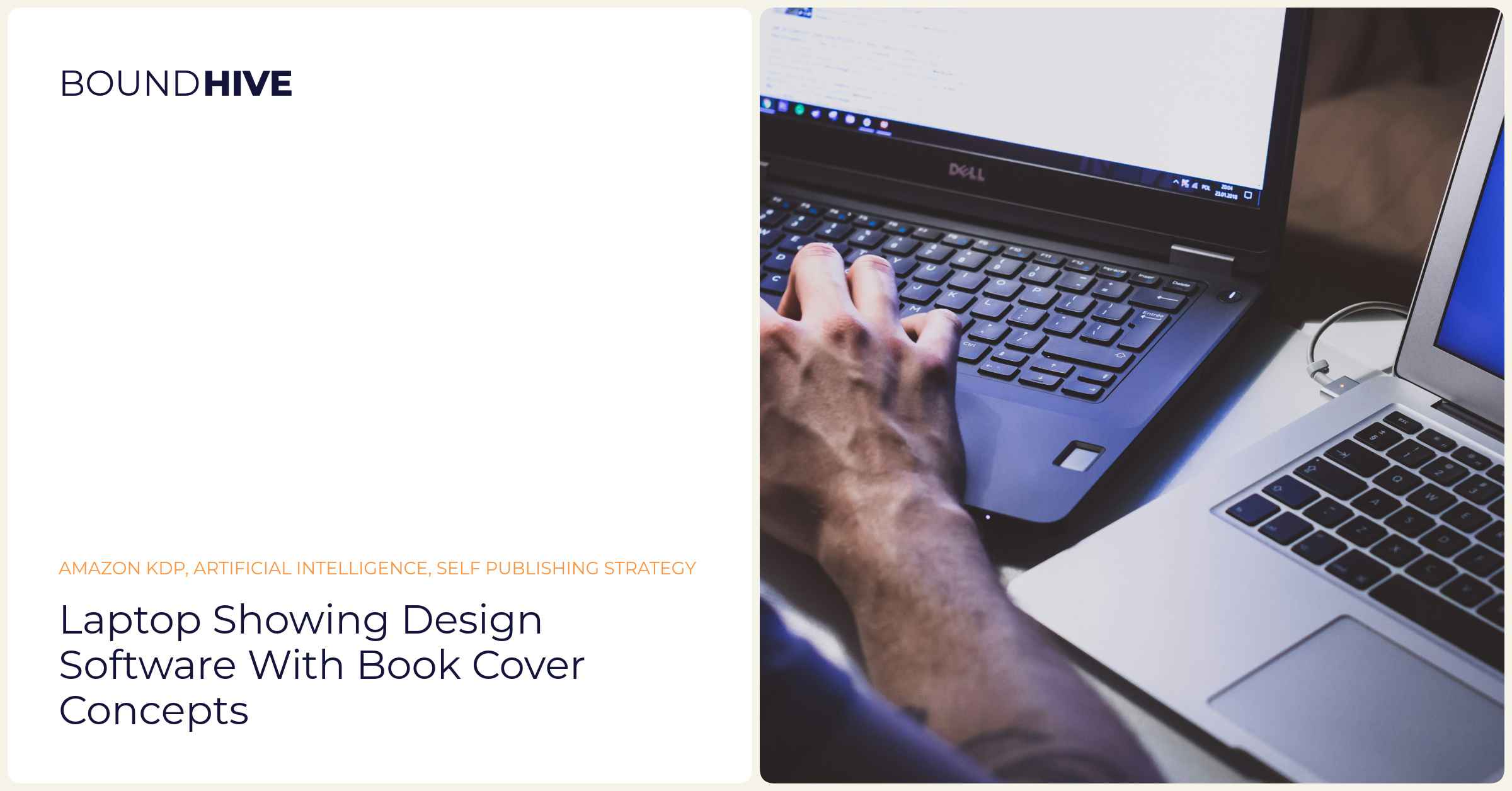 Laptop showing design software with book cover concepts