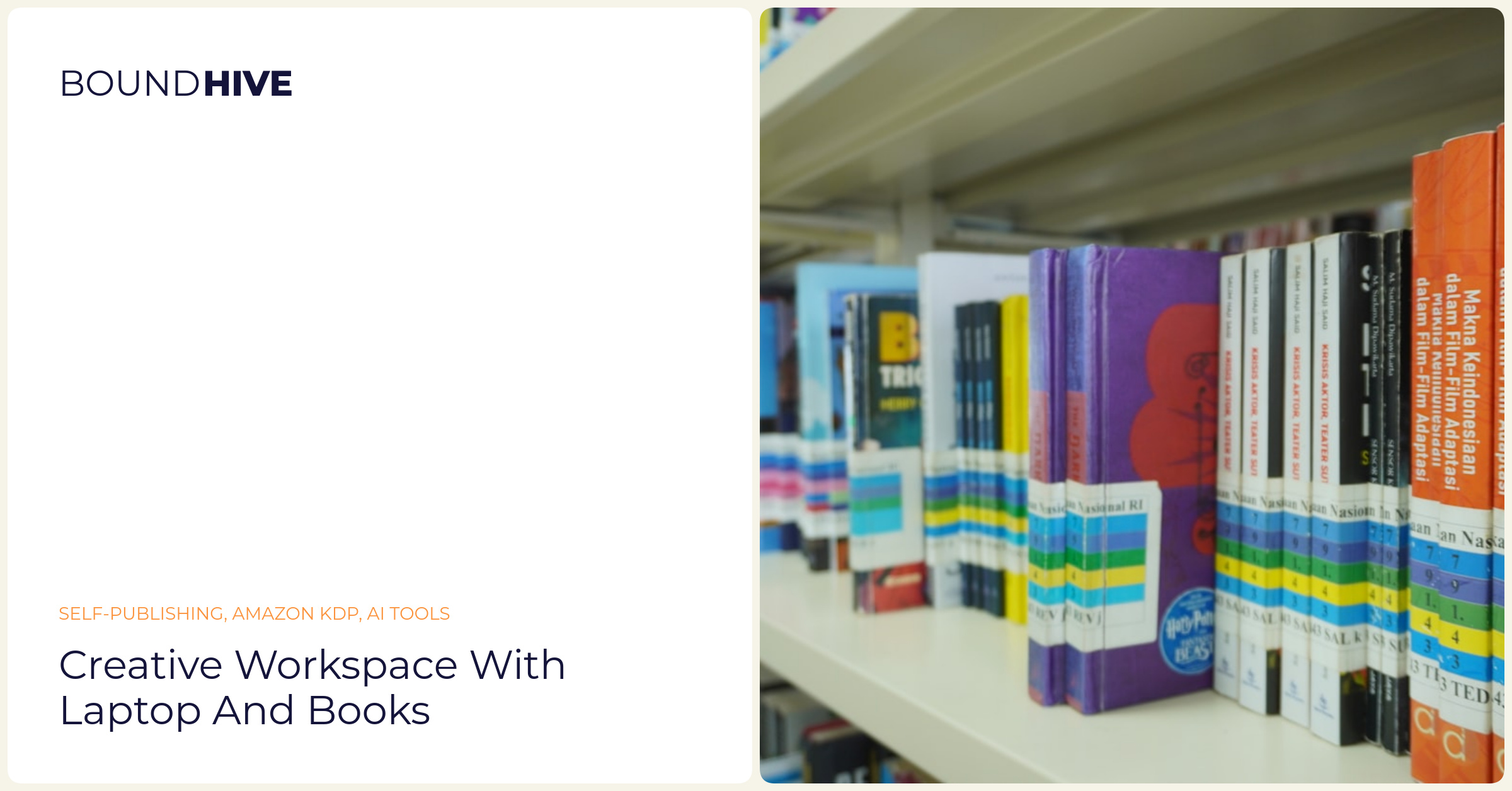 Creative workspace with laptop and books