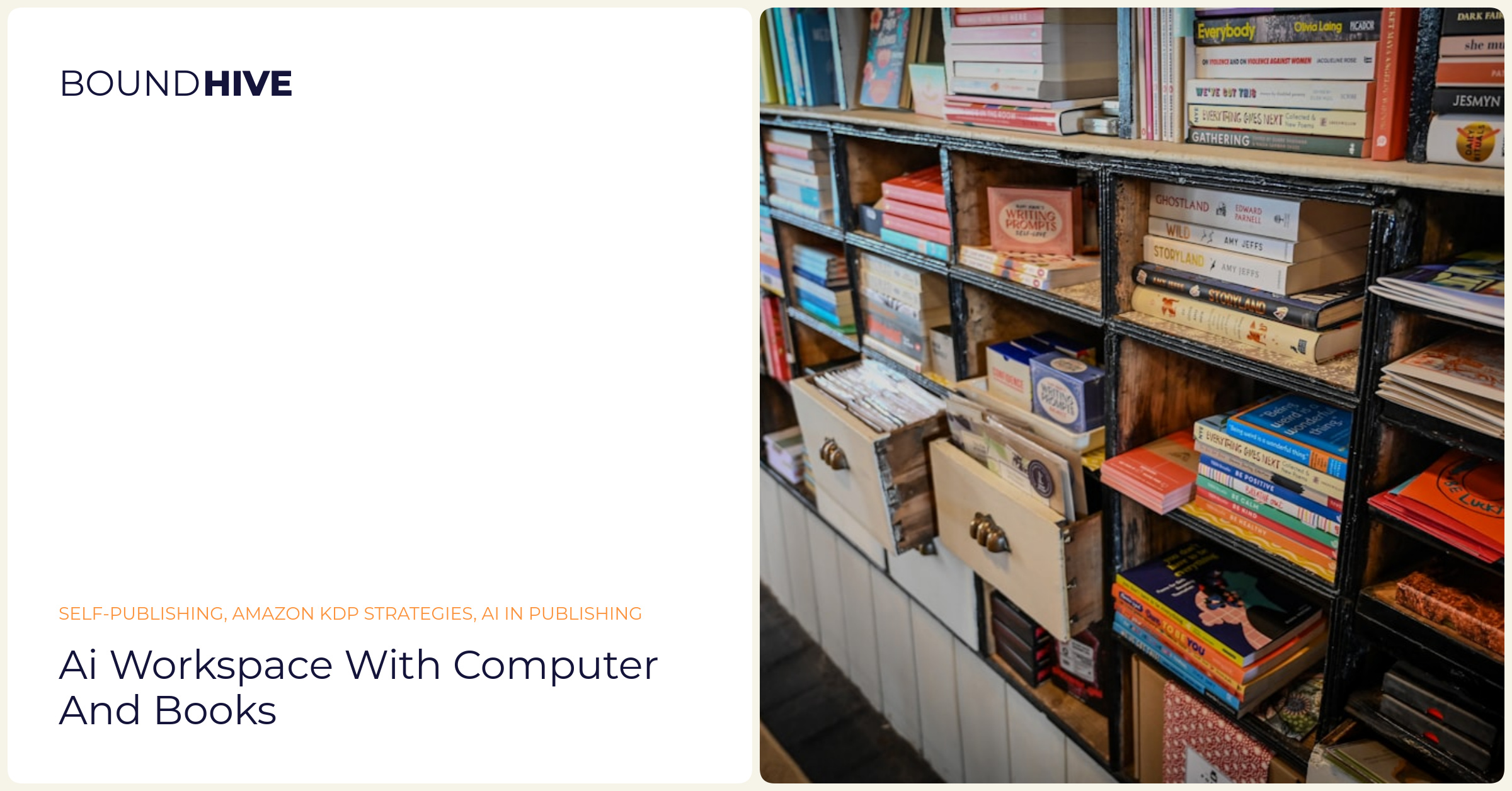 AI workspace with computer and books