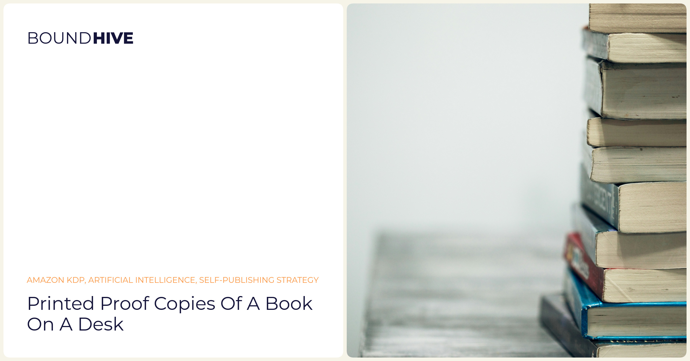 Printed proof copies of a book on a desk