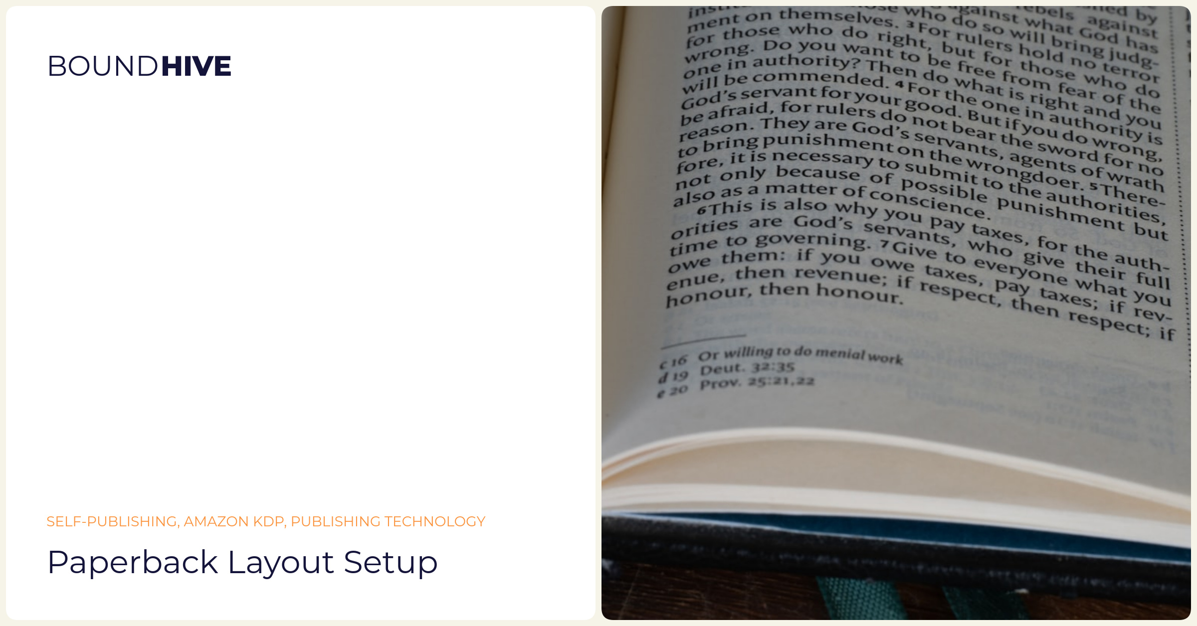 Paperback layout setup Paperback layout setup
