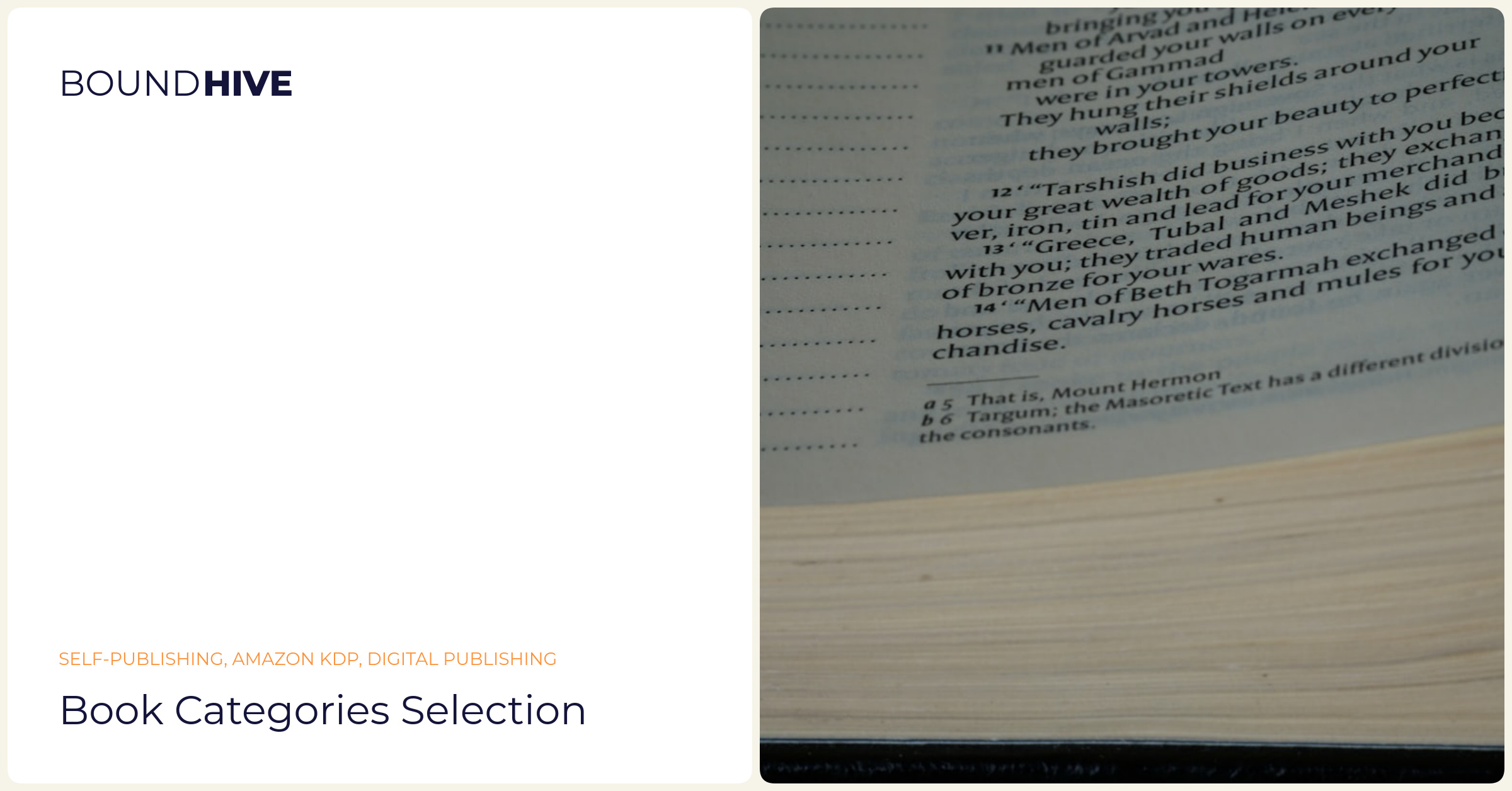 Book categories selection